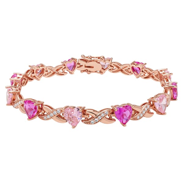 Gianni Argento Lab Pink Sapphire Ombre Heart Bracelet - image 