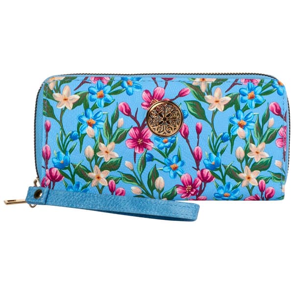 Womens Sasha Floral Print Zip Around Wristlet - image 
