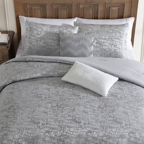 Tahari Home Lauren 5pc. Light Grey Jacquard Comforter Set