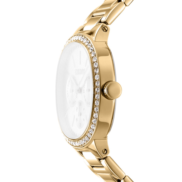 Womens DKNY Crystal Bezel Gold Multifunctional Watch-DK1L084M0065
