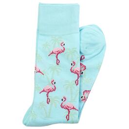 Mens Davco Flamingo Palm Tree Novelty Crew Socks