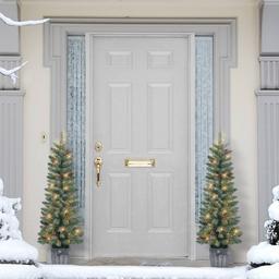 Puleo International 4ft. Pre-Lit Pine Christmas Trees - Set of 2