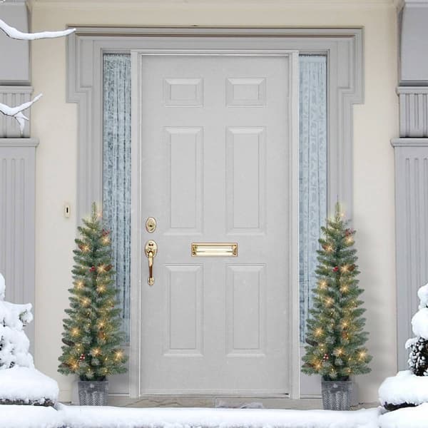 Puleo International 4ft. Pre-Lit Pine Christmas Trees - Set of 2