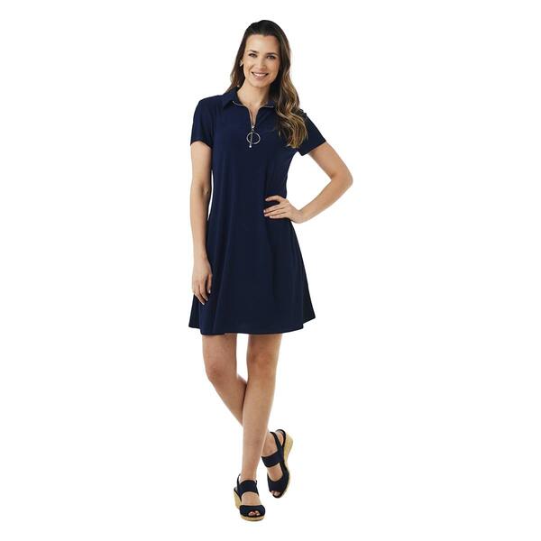 Womens MSK Short Sleeve O-Ring Zip Shift Dress - image 