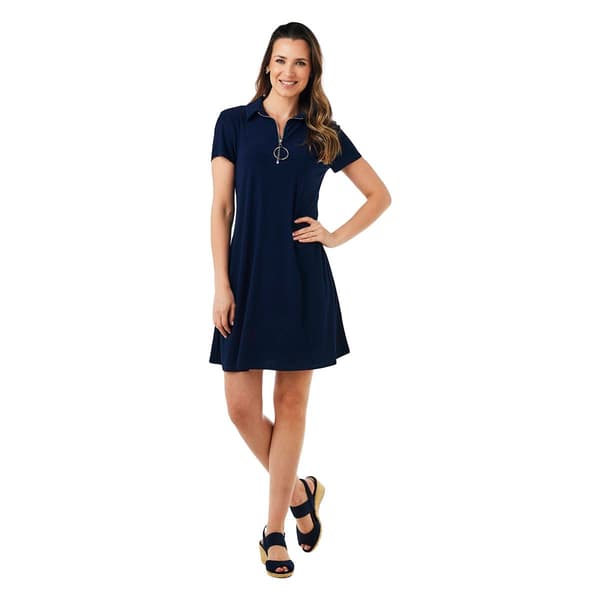 Womens MSK Short Sleeve O-Ring Zip Shift Dress - image 