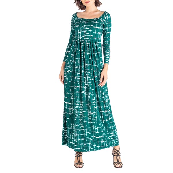 Womens 24/7 Comfort Apparel Emerald Green Long Sleeve Maxi Dress - image 
