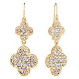 Athra 14kt. Gold over Brass Crystal Clover Drop Earrings