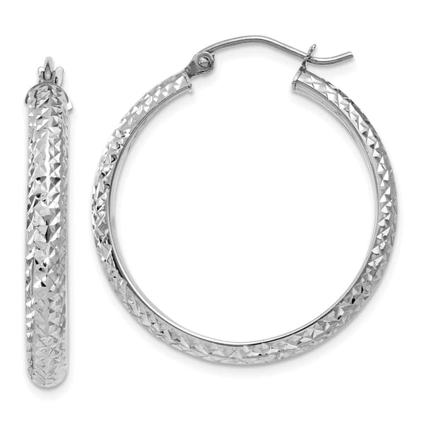 Gold Classics&#40;tm&#41; 14kt. White Gold 28mm Hoop Earrings - image 