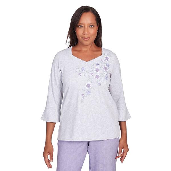 Petite Alfred Dunner Isn''t it Romantic Applique Floral Tee - image 