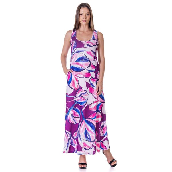 Womens 24/7 Comfort Apparel Floral Shift Maxi Dress