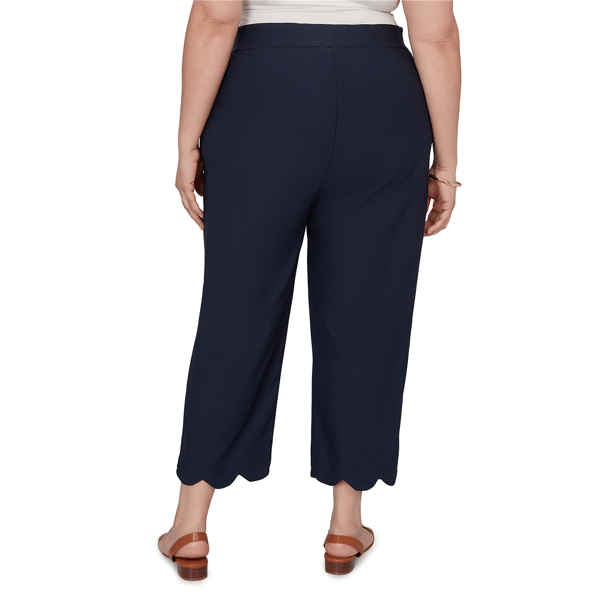 Plus Size Emaline Sapphire Serenade II Scallop Hem Pull On Capris