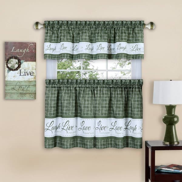 Achim Live Love Laugh Kitchen Curtain Set