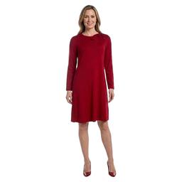 Womens Robbie Bee Long Sleeve Tie Neck Sweater Shift Dress