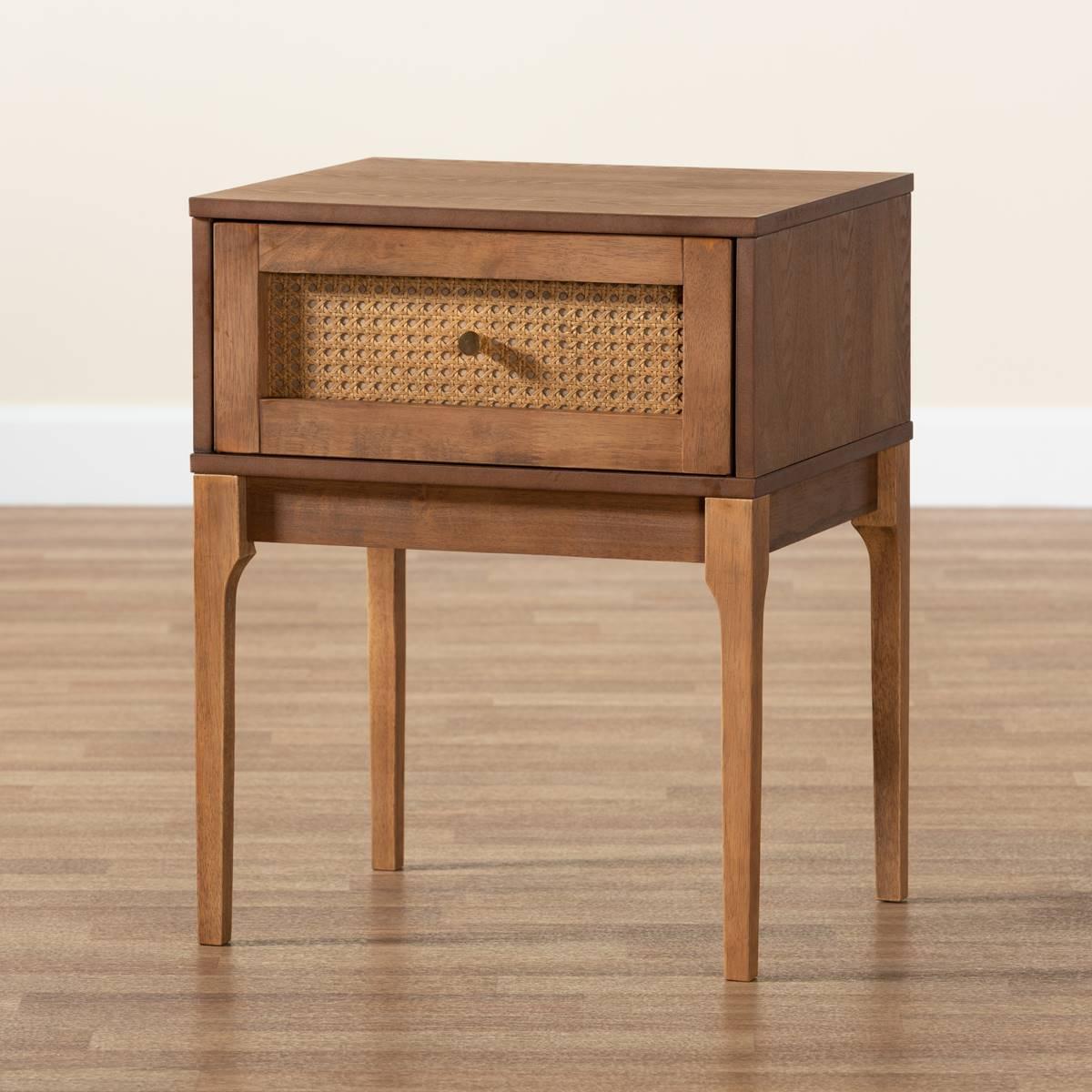 Baxton Studio Ramiel Modern Ash Walnut Wood 1-Drawer Nightstand