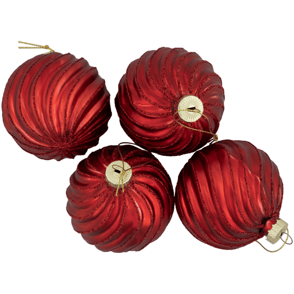 Northlight 4ct. Red Glittery Swirls Christmas Ornaments