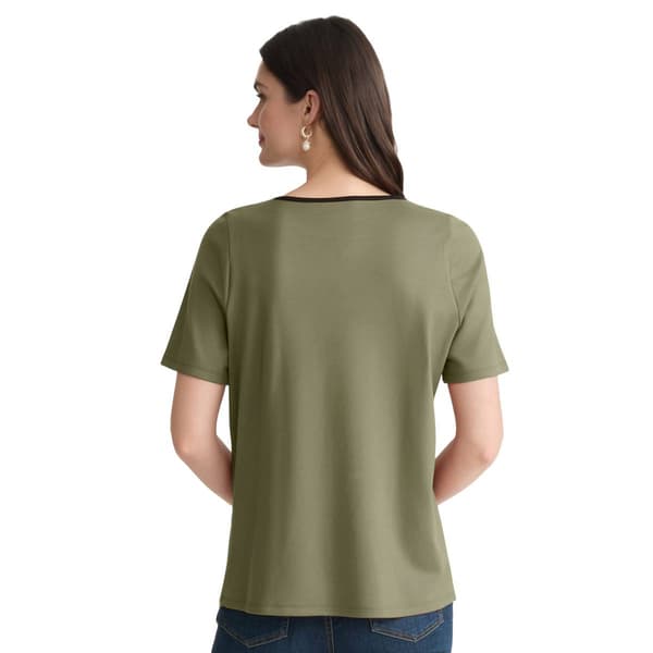 Womens Jones New York Short Sleeve Button Shoulder Blouse