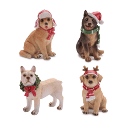 Melrose Holiday Dog with Scarf & Hat Accents - Set of 4