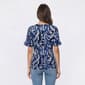 Womens Anne Klein Short Ruffle Sleeve V Neck Leaf Blouse - image 2