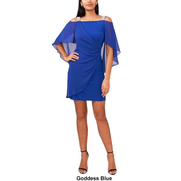 Womens MSK Capelet Overlay Side Drape A-Line Dress