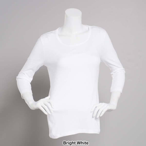 Womens Architect® 3/4 Sleeve Rib Scoop Neck Top