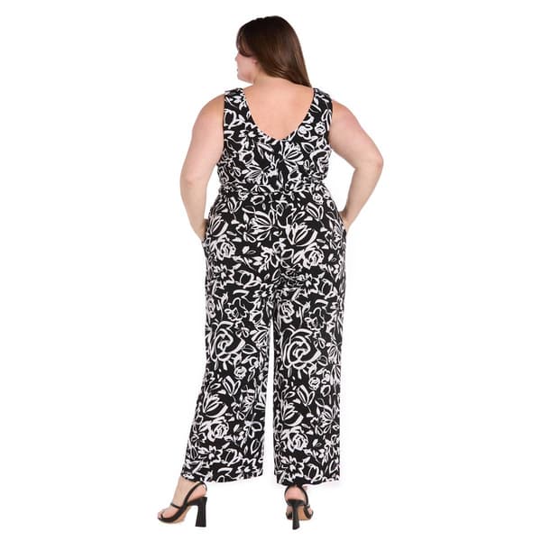 Plus Size R&M Richards Floral Tie Waist Jumpsuit