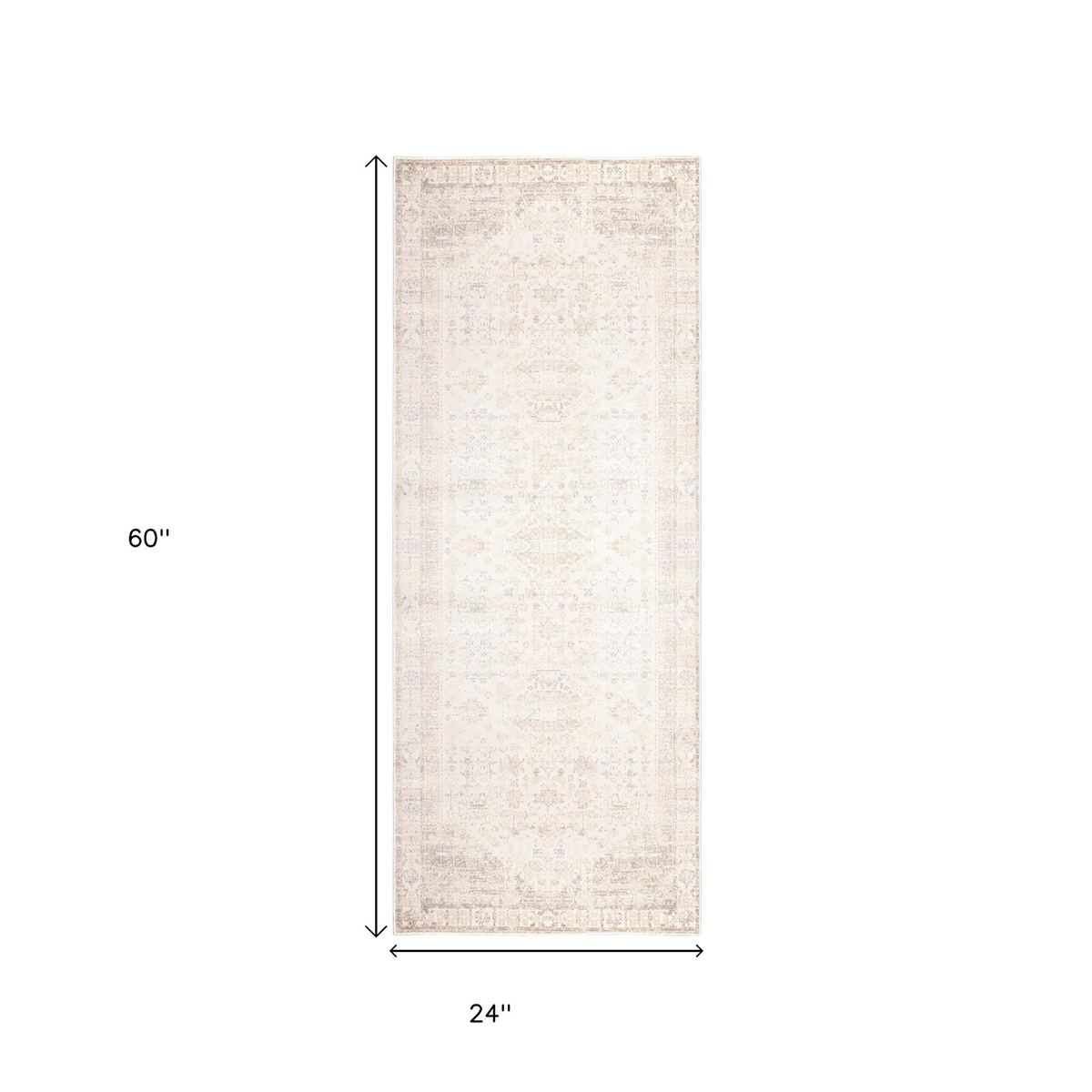 HomeRoots Faded Beige Medallion Runner