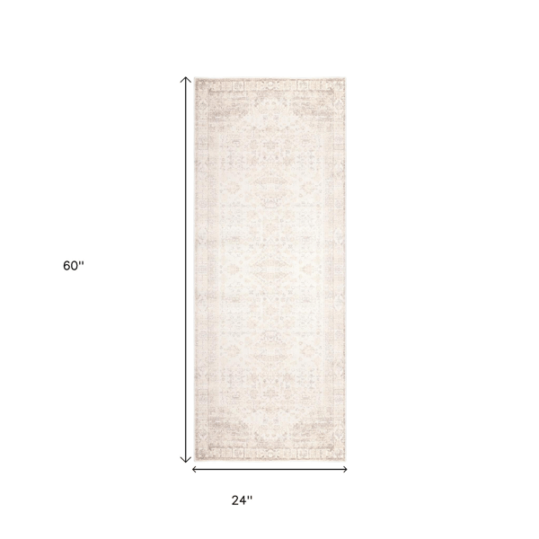 HomeRoots Beige Medallion Runner Rug