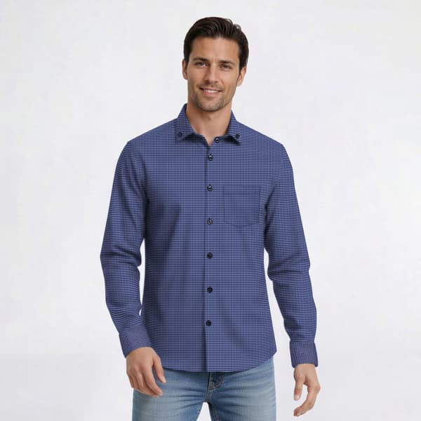 Mens Christian Aujard Slim Fit Stretch Dress Shirt - Blue Check - image 