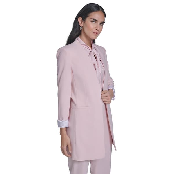 Womens Calvin Klein Roll Cuff Sleeve Open Front Long Blazer