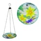 Alpine 10in. Flowers & Dragonfly Glass Hanging Birdfeeder - image 1