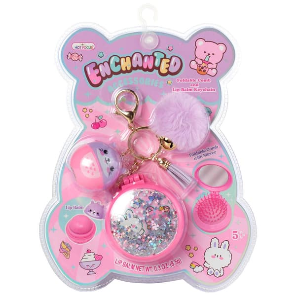 Girls Hot Focus(R) Enchanted Foldable Comb & Lip Balm Keychain - image 