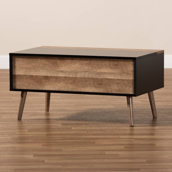 Baxton Studio Jensen Black/Rustic Brown Finish Wood Coffee Table