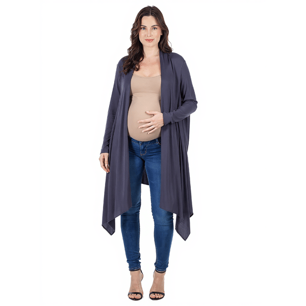 Plus Size 24/7 Comfort Apparel Extra Long Maternity Cardigan