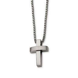 Mens Gentlemen's Classics(tm) Stainless Steel Brushed Cross Necklace