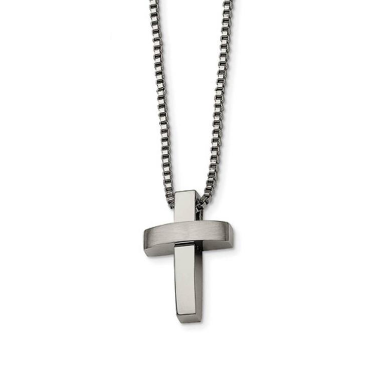 Mens Gentlemen's Classics(tm) Stainless Steel Brushed Cross Necklace