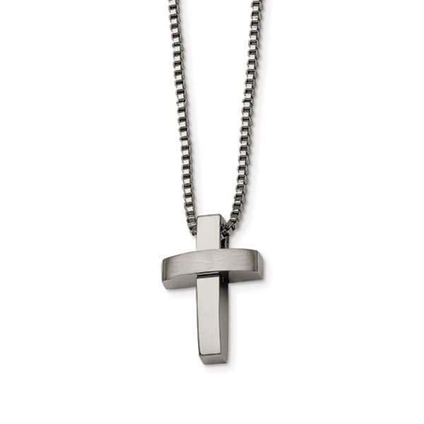 Mens Gentlemen's Classics&#40;tm&#41; Stainless Steel Brushed Cross Necklace - image 
