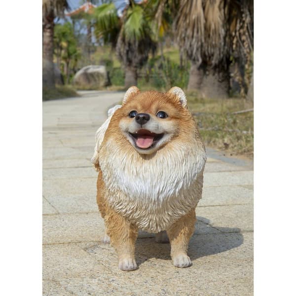 Hi-Line Gift Medium Standing Pomeranian Garden Statue