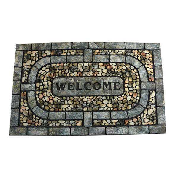 Garden Pebbles Pattern Welcome Rectangle Doormat - image 