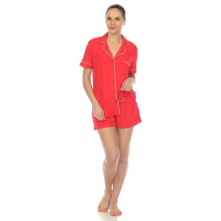 Womens White Mark Short Sleeve Bamboo Pajama Set