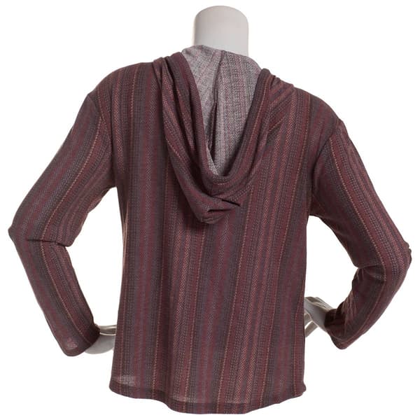 Juniors Wallflower Stripe Hacci Baja Hoodie