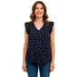 Womens Adrianna Papell Cap Double Pleated Sleeve Micro Dot Blouse - image 1