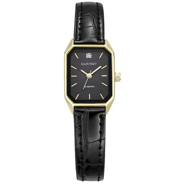 Womens Ellen Tracy Black Genuine Diamond Dial Watch - ETD5472GD - image 