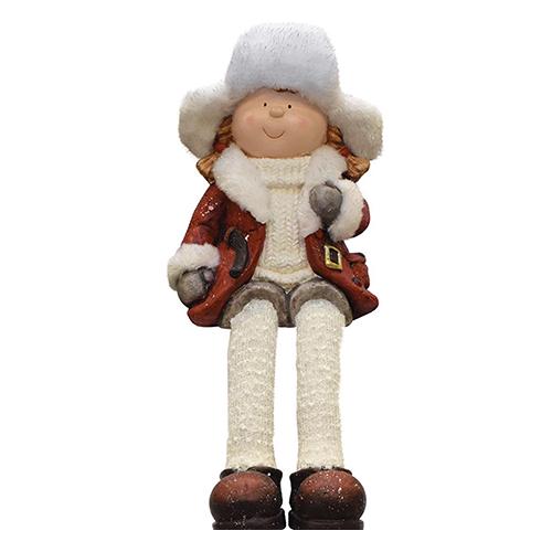 Northlight Sitting Young Girl in Trapper Hat Christmas Figurine