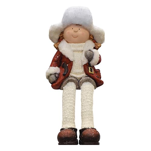 Northlight Sitting Young Girl in Trapper Hat Christmas Figurine - image 