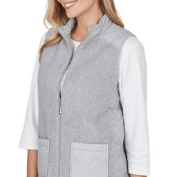 Petite Alfred Dunner Vail Sherpa Quilted Zip-Front Vest