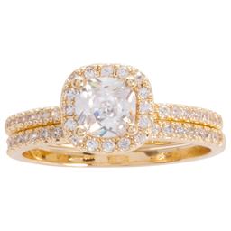 Ashley Cooper(tm) Gold-Tone Cushion-Cut CZ Pave Band Bridal Set