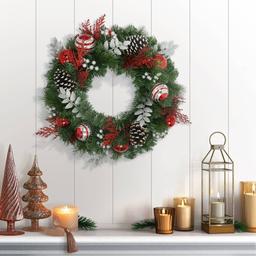 Puleo International 24in. Red Decorated Artificial Wreath