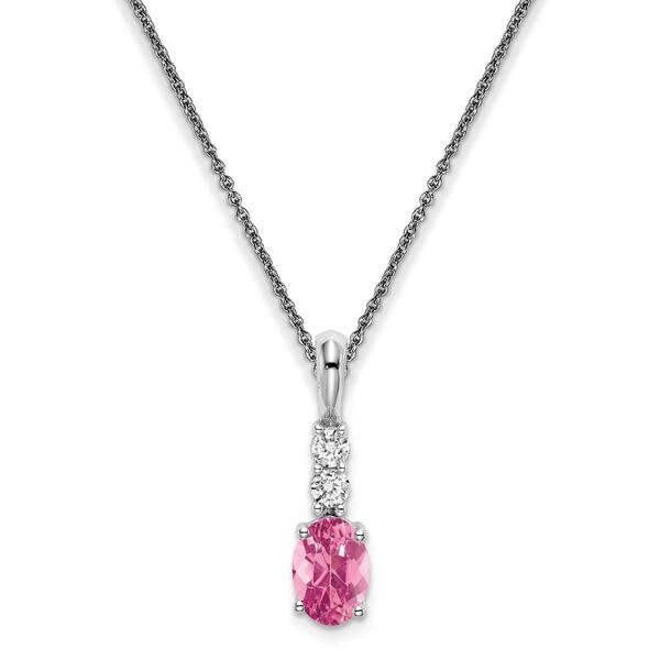 14k White Gold Pink Tourmaline Necklace - image 