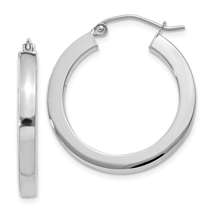 Gold Classics(tm) 14kt. White Gold 25mm Square Hoop Earrings