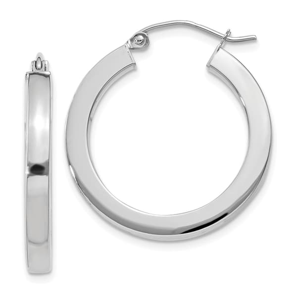 Gold Classics&#40;tm&#41; 14kt. White Gold 25mm Square Hoop Earrings - image 